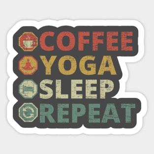 Coffee Yoga Sleep Repeat Sticker